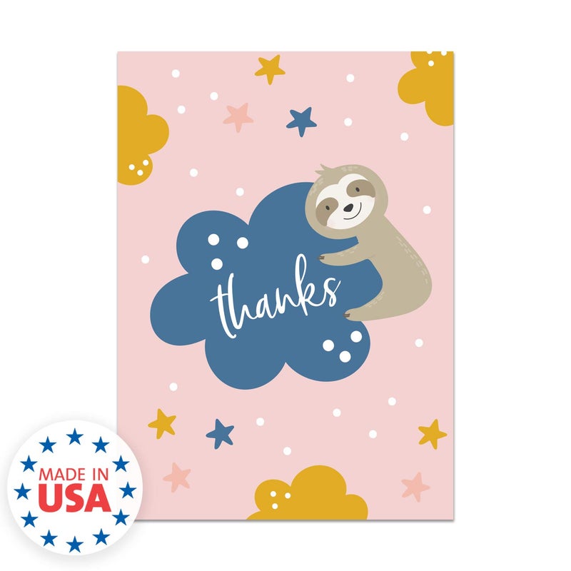 Canopy Street Sloth And Rainbow Thank You Cards / 24 Colorful Thank You Cards With White Envelopes / 6 Cute Whimsical Animal Appreciation Designs / 3 1/2" x 4 7/8" All Occasion Gratitude Note Cards - Image 5